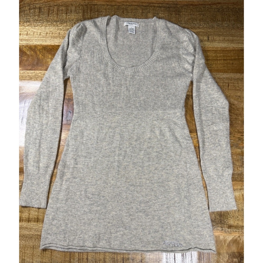 Vertigo Paris Angora Wool Blend Sweater Dress Tunic Beige Y2K Womens Large